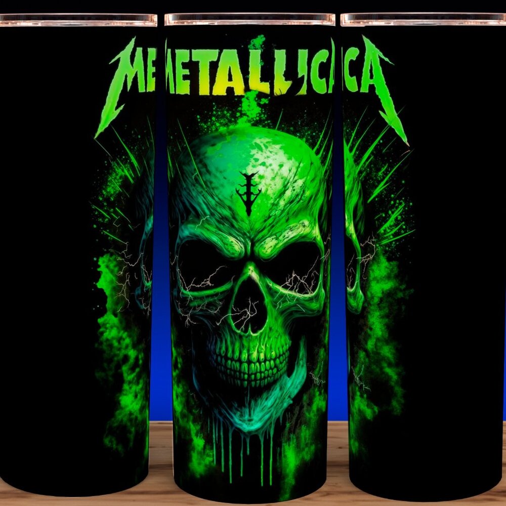 Metallica Heavy Metal Green Skull Cup Mug Tumbler 20oz